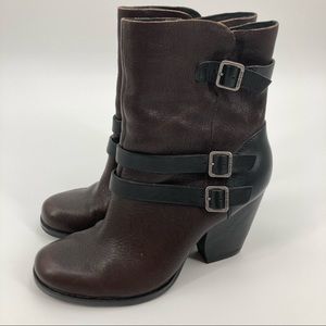 Kork-Ease Brown Leather Anki Buckle Moto Boot 7.5